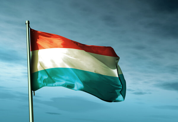 Luxembourg flag waving in the evening