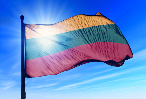 Lithuania flag waving on the wind