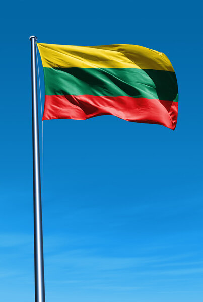 Lithuania flag waving on the wind
