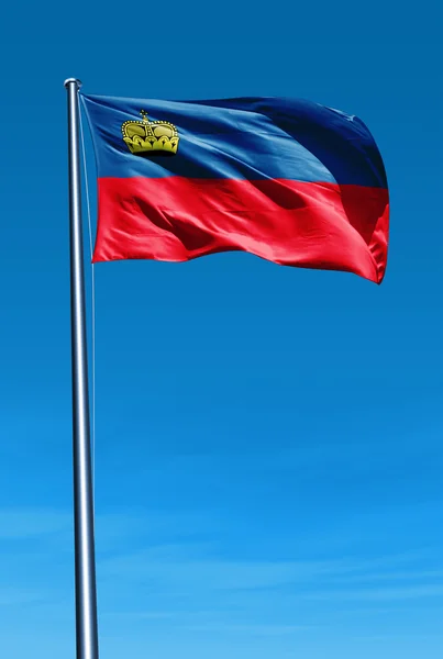 Liechtenstein flag waving on the wind — Stock Photo, Image