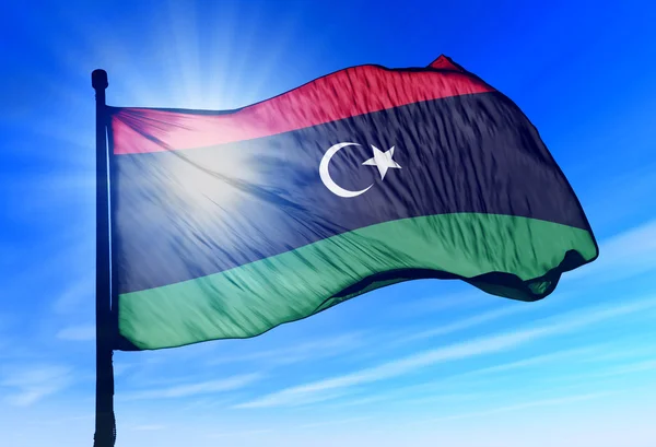 Libya flag waving on the wind — Stock Photo, Image