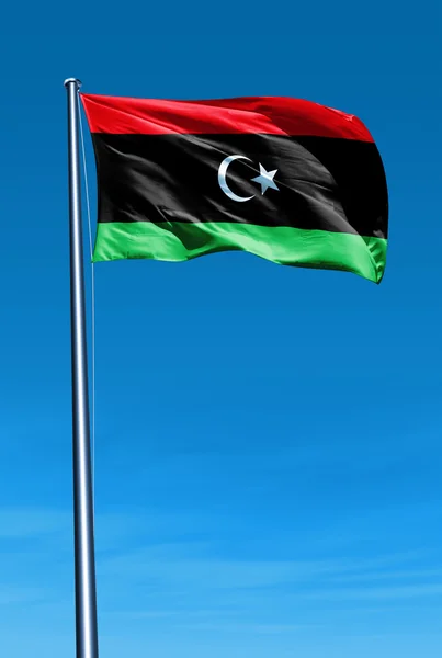 Λιβύη σημαία κυματίζει με τον άνεμο — Φωτογραφία Αρχείου