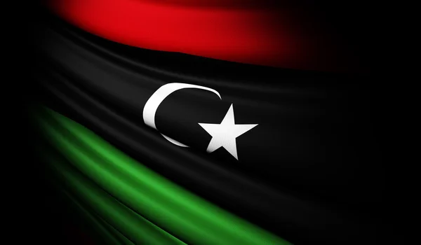 Drapeau libyen agitant le vent — Photo