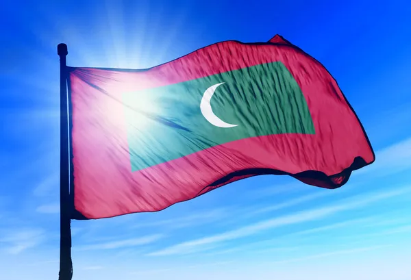 Maldives flag waving on the wind — Stock Photo, Image