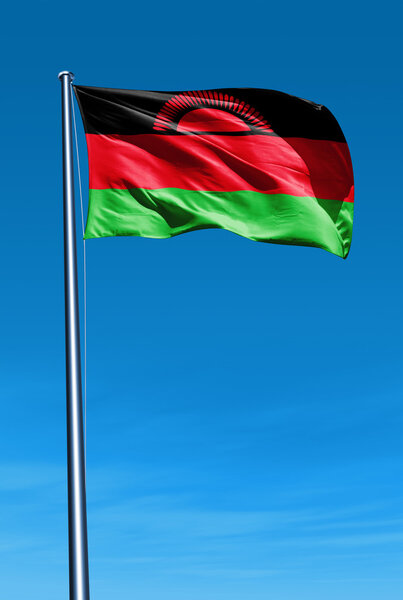 Malawi flag waving on the wind