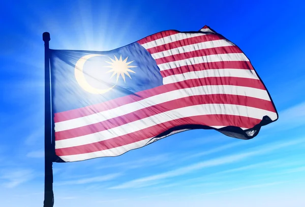 Malaysia flag waving on the wind — Stock Photo, Image