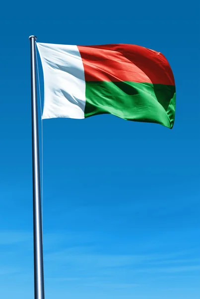 Madagascar flag waving on the wind — Stock Photo, Image