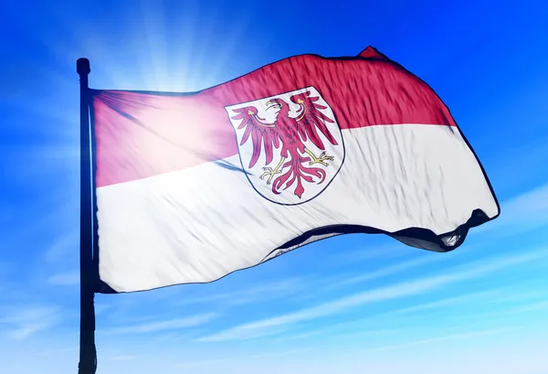 Brandenburg (GER) flag waving on the wind — Stock Photo, Image