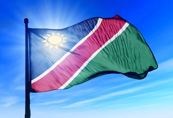 Namibie mávání vlajkami na vítr — Stock fotografie
