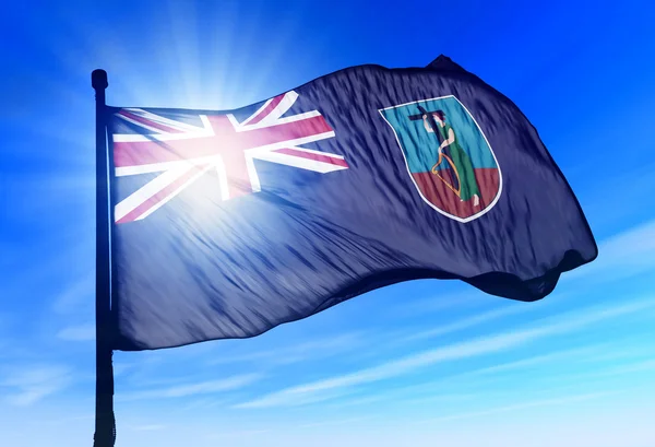 Montserrat bayrak Rüzgar sallıyor — Stok fotoğraf