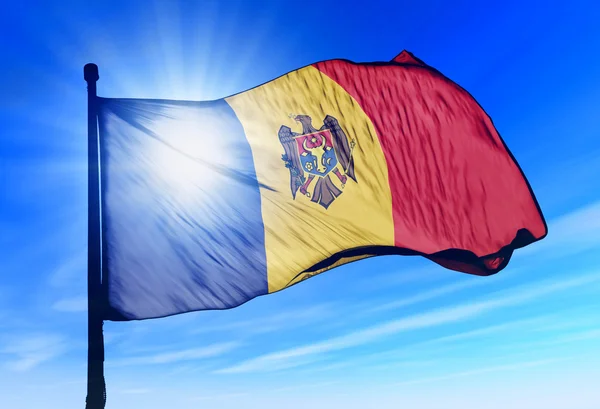 Moldova flag waving on the wind — Stock Photo, Image