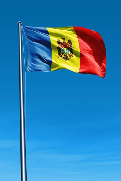 Moldova flag waving on the wind — Stock Photo, Image