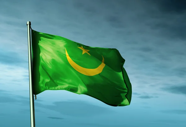 Mauritania flag waving on the wind — Stock Photo, Image