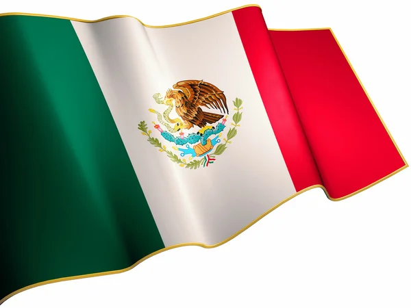 在风中挥舞着墨西哥国旗 — 图库照片