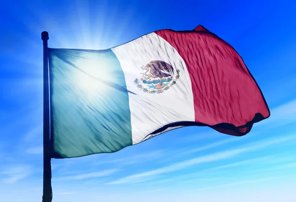 Mexico flag waving on the wind — Stock Photo, Image