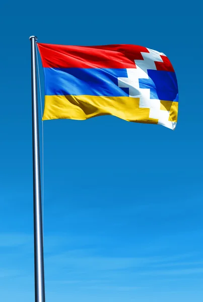 Nagorno-Karabakh flag waving on the wind — Stock Photo, Image