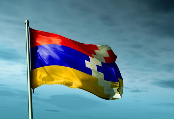 Nagorno-Karabakh flag waving on the wind — Stock Photo, Image