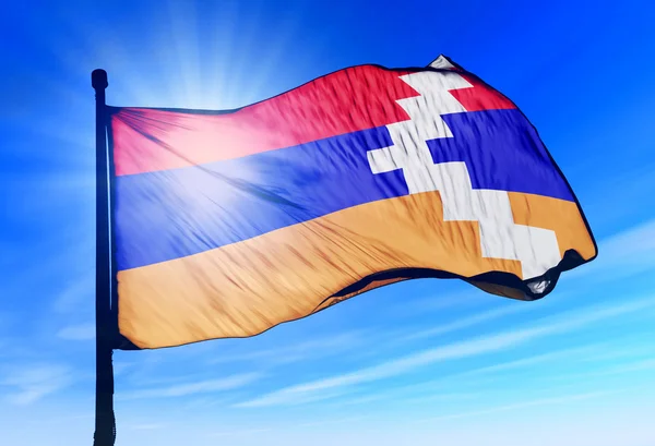 Nagorno-Karabakh flag waving on the wind — Stock Photo, Image