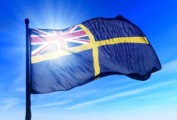Yeni cambria bayrak rüzgarda sallayarak — Stok fotoğraf