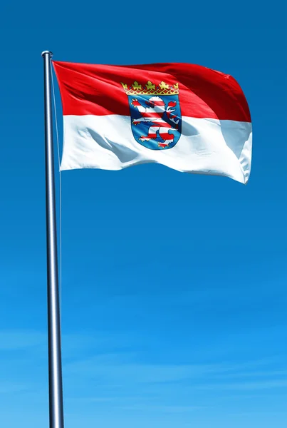 Hessen (ger) vlag zwaaien op de wind — Stockfoto