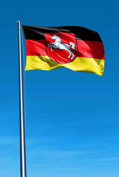 Lower Saxony (GER) flag waving on the wind — Stock Photo, Image