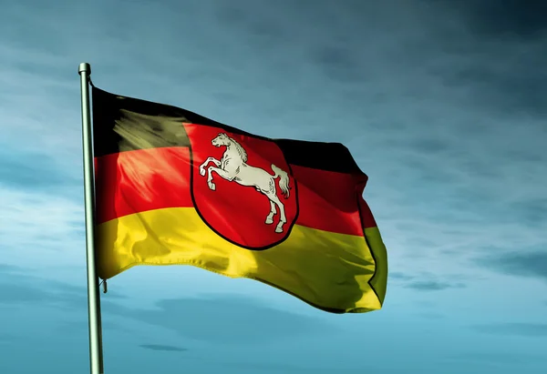 Lower Saxony (GER) flag waving on the wind — Stock Photo, Image