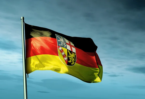 Saarland (ger) vlag zwaaien op de wind — Stockfoto