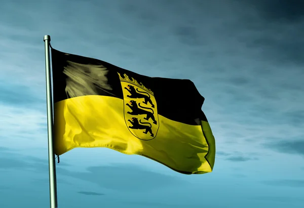 Duitsland baden-wuerttemberg vlag zwaaien op de wind — Stockfoto