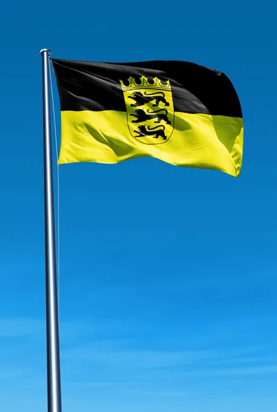 Alemania Baden-Wuerttemberg bandera ondeando en el viento — Foto de Stock