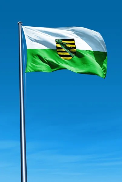 Saxony (GER) flag waving on the wind — Stock Photo, Image