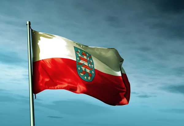 Bandeira da Turíngia (GER) acenando ao vento — Fotografia de Stock