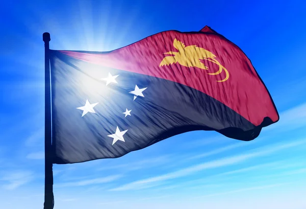 Papua New Guinea flag waving on the wind — Stock Photo, Image