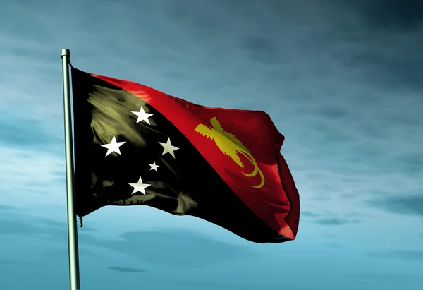 Флаг Папуа - Новой Гвинеи, размахивающий ветром — стоковое фото