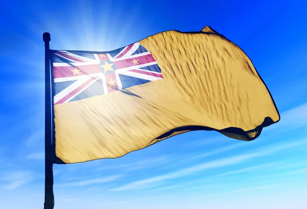 Niue bayrak Rüzgar sallıyor — Stok fotoğraf