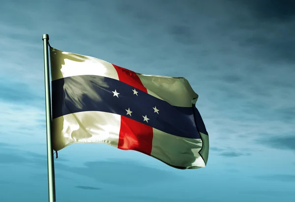 Hollanda Antilleri bayrak Rüzgar sallıyor — Stok fotoğraf