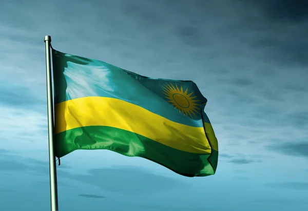 Rwanda flag waving on the wind — Stock Photo, Image