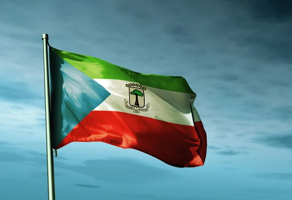 Equatorial Guinea flag waving on the wind — Stock Photo, Image