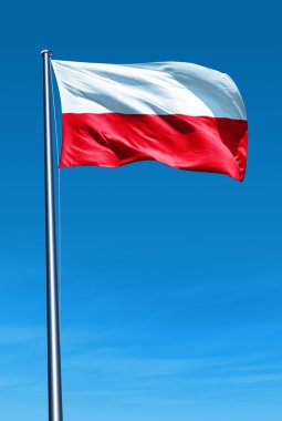 Flag of Poland and Thuringia (GER) waving on the wind clipart
