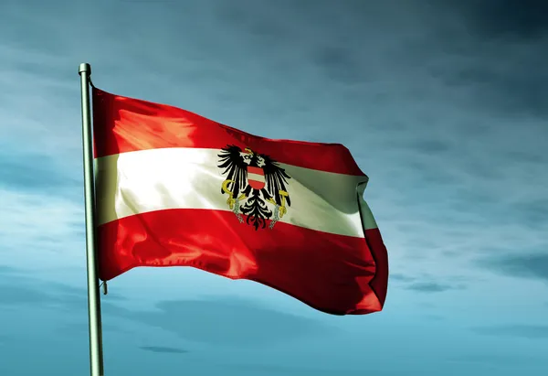 Austria flag waving on the wind — Stock Photo, Image