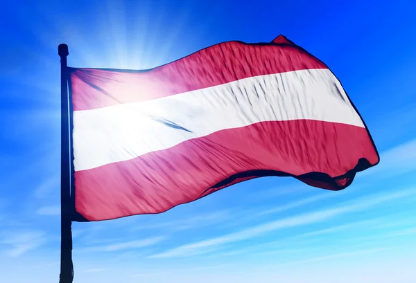 Austria flag waving on the wind — Stock Photo, Image
