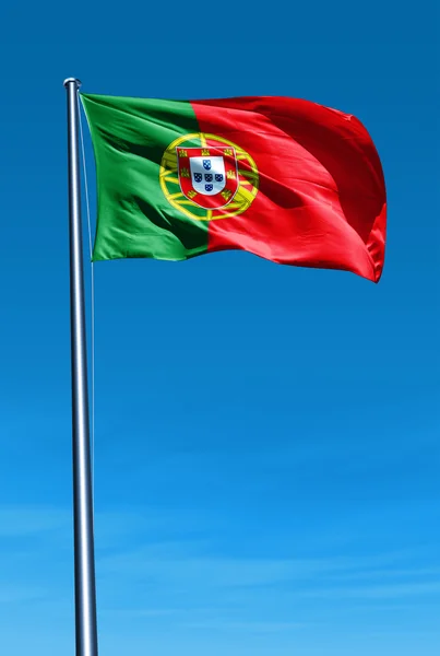 Bandeira de Portugal acenando ao vento — Fotografia de Stock