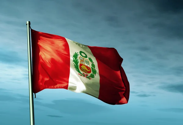 Peru flag waving on the wind — Stock Photo, Image