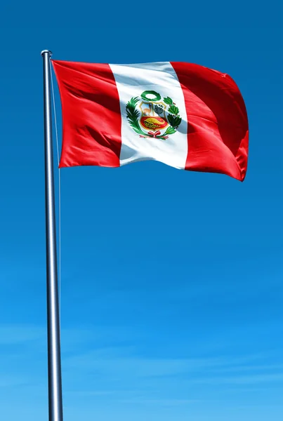 Bandeira do Peru acenando ao vento — Fotografia de Stock