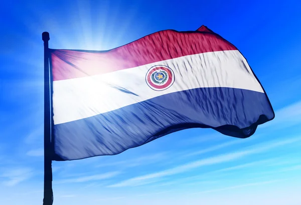 Bandeira do Paraguai acenando ao vento — Fotografia de Stock