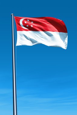 rüzgarda sallayarak Singapur bayrağı