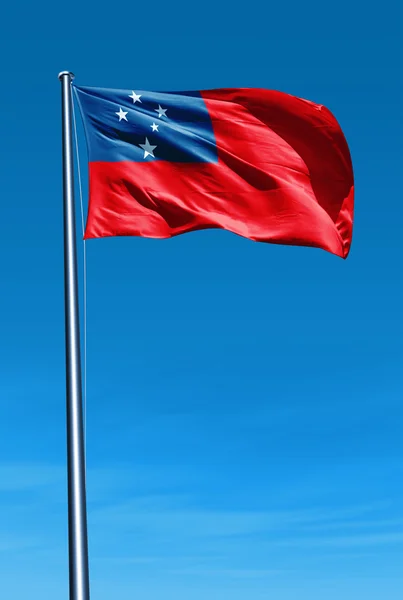 Samoa-flagg som vaier i vinden – stockfoto