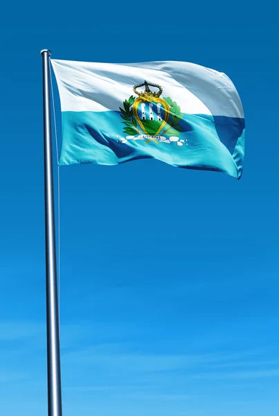 Bandera de San Marino ondeando en el viento —  Fotos de Stock