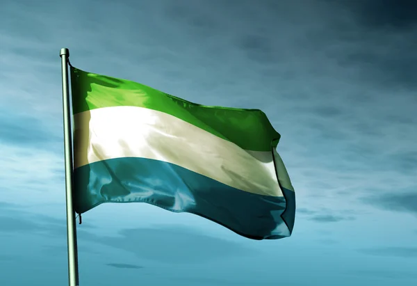 Sierra Leone flag waving on the wind — Stock Photo, Image