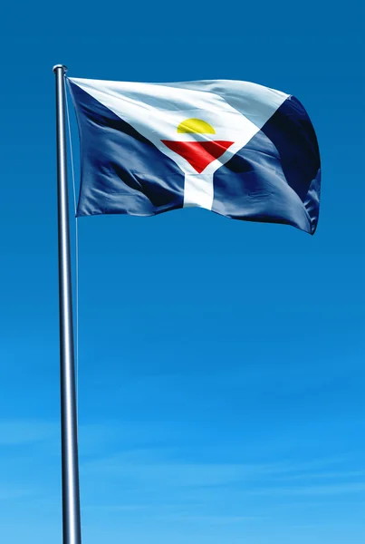 Сен-Мартен прапор махав на вітрі — стокове фото