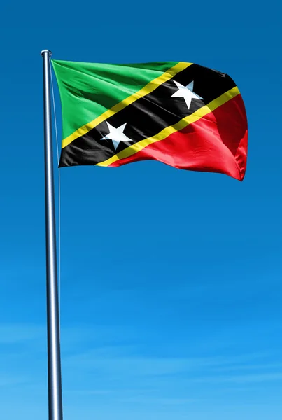Bandeira de São Cristóvão e Nevis acenando ao vento — Fotografia de Stock